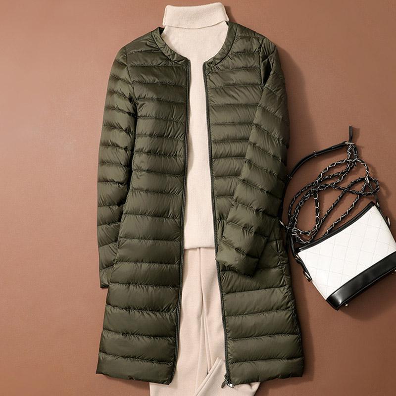 Winter Duck Down Jackets Women Long Ultra Light Coat Casual Slim Black Thin Autumn Parkas