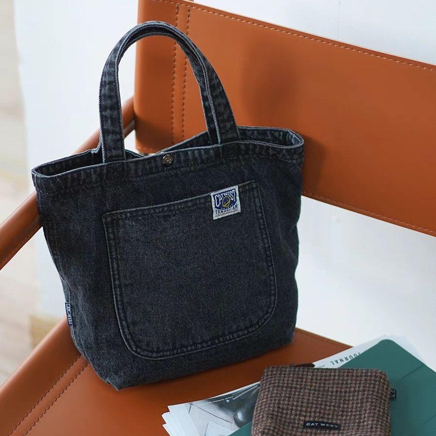 Women's Eye-Catching Ins Design Denim Tote – Large Capacity, Perfect Summer Handbag for Outings