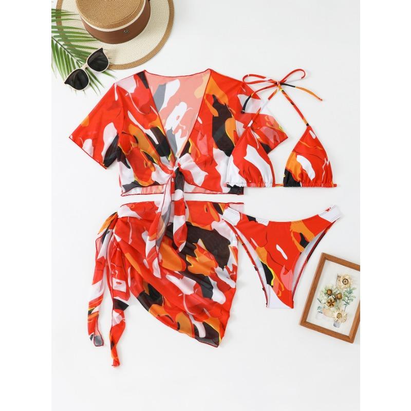 Women S Three Piece Printed Bikini Set Beach Swimsuit