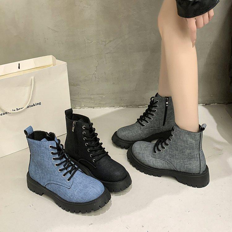 Thick-soled short boots British style thin large size women's boots Foreign trade heightening Martin boots 2025 autumn and winter new casual thick hee