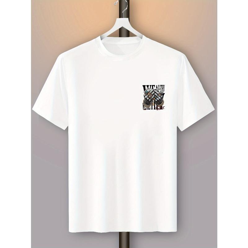 European sizes Men's Casual Short Sleeve T-Shirt with Hands & Jewelry Print - Summer Round Neck Tee