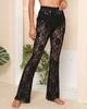 Stocks Manufacture Women's Clothing Sexy See Through Black Lace Long Summer Hollowed-out Beach Cover Up Women Soft Flare Pants