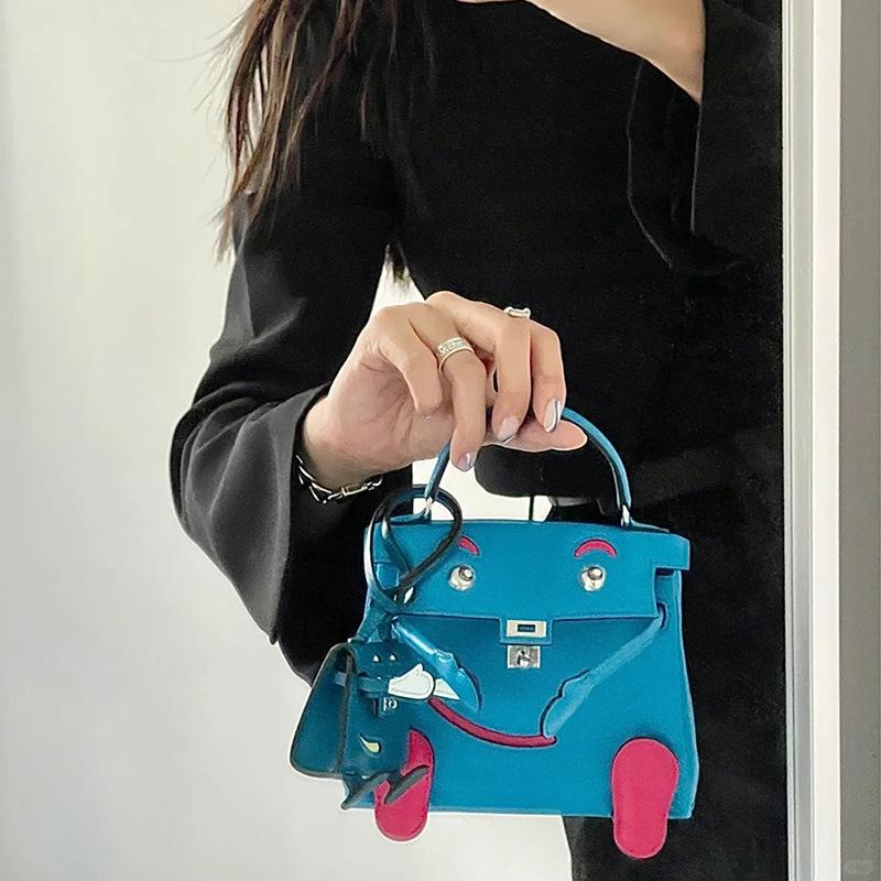High-end Top Layer Cowhide Millennial Doll Smiley Face Bag Mini Bag New Women's Bag One-shoulder Crossbody Bag