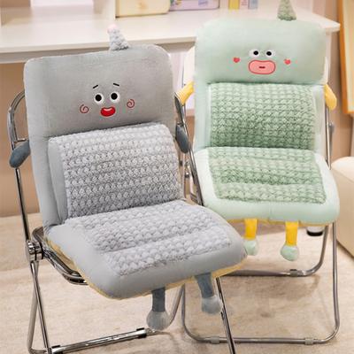 Plush Office Seat Cushion Soft Cartoon Seat Pad with Lumbar Support Non-Slip Rocking Pillow And Back