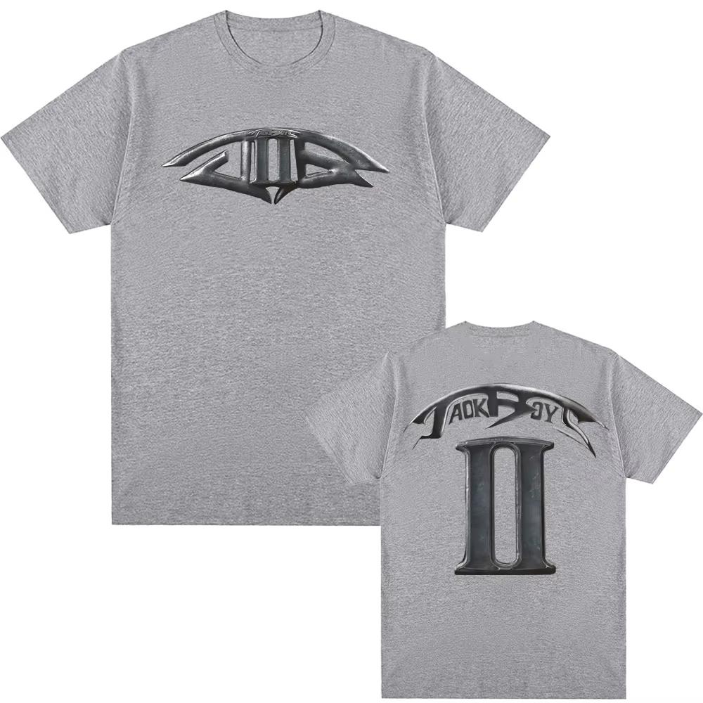 Men Oversized Streetwear Graphic TShirt 3D Metal Logo Front Back Print Summer Casual Cotton Tee S