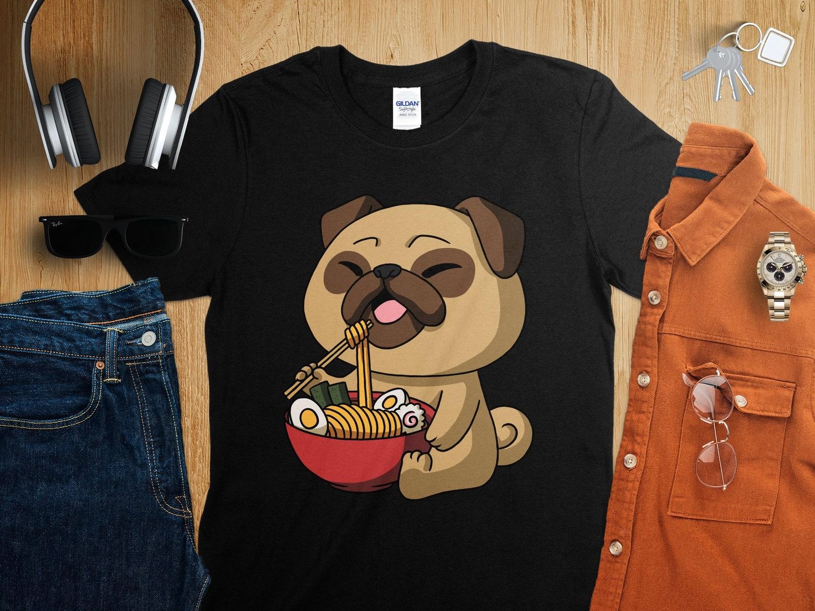 Kawaii Anime Pug Dog Asian Noodles Japanese Ramen Shirt, Anime Shirt, Ramen T-Shirt, Japan Art 3XL