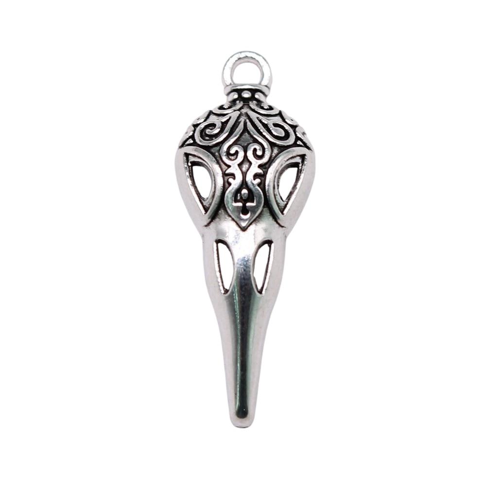 

10 шт., подвески в виде черепа, клюва, скелета птицы, античное серебро, цвет цинкового сплава, 35X13 мм