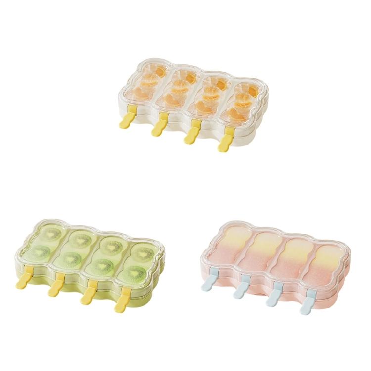 Plastic Ice Molds With Stick for Parties and Gatherings Easy Releases 4 Compartments Popsicles Moulds Ice Cream Molds