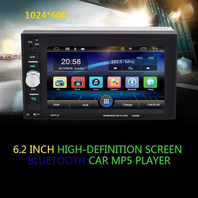 6,2" Universeller 2-DIN Auto-MP5-Player Audio-Touchscreen-Radio Autoradio unterstützt Rückspiegel-Link BT FM-Fernbedienung und Lenkradsteuerung