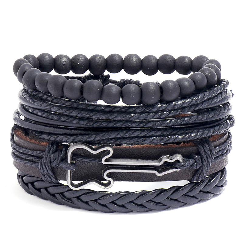 ZORCVENS Classic Hand-Woven Leather Bracelet Multilayer Men Bracelets Punk Beads Bangle for Friend Charm Jewelry Gifts