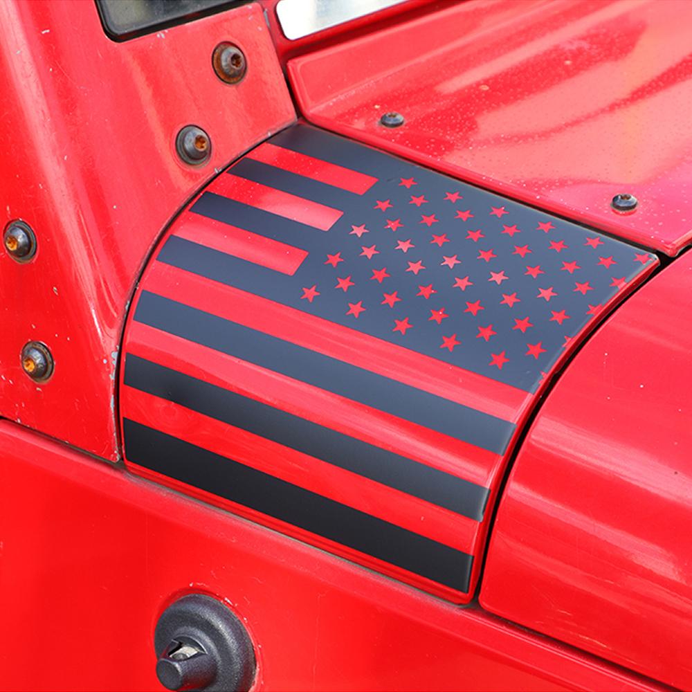 Car A-Pillar Guard Engine Hood Cowling Cover Wrap Angle Decoration Stickers for Jeep Wrangler JK 2007-2017 Exterior Accessories