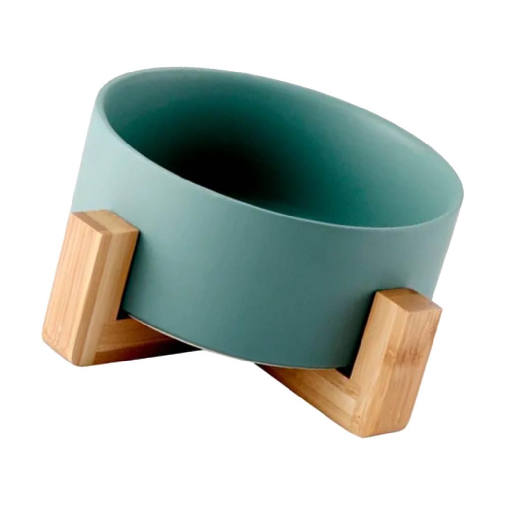 Ceramic Dog Cat Bowl Multipurpose Large Capacity Pet Bowl with Wooden Stand for Cats Dogs Pets
