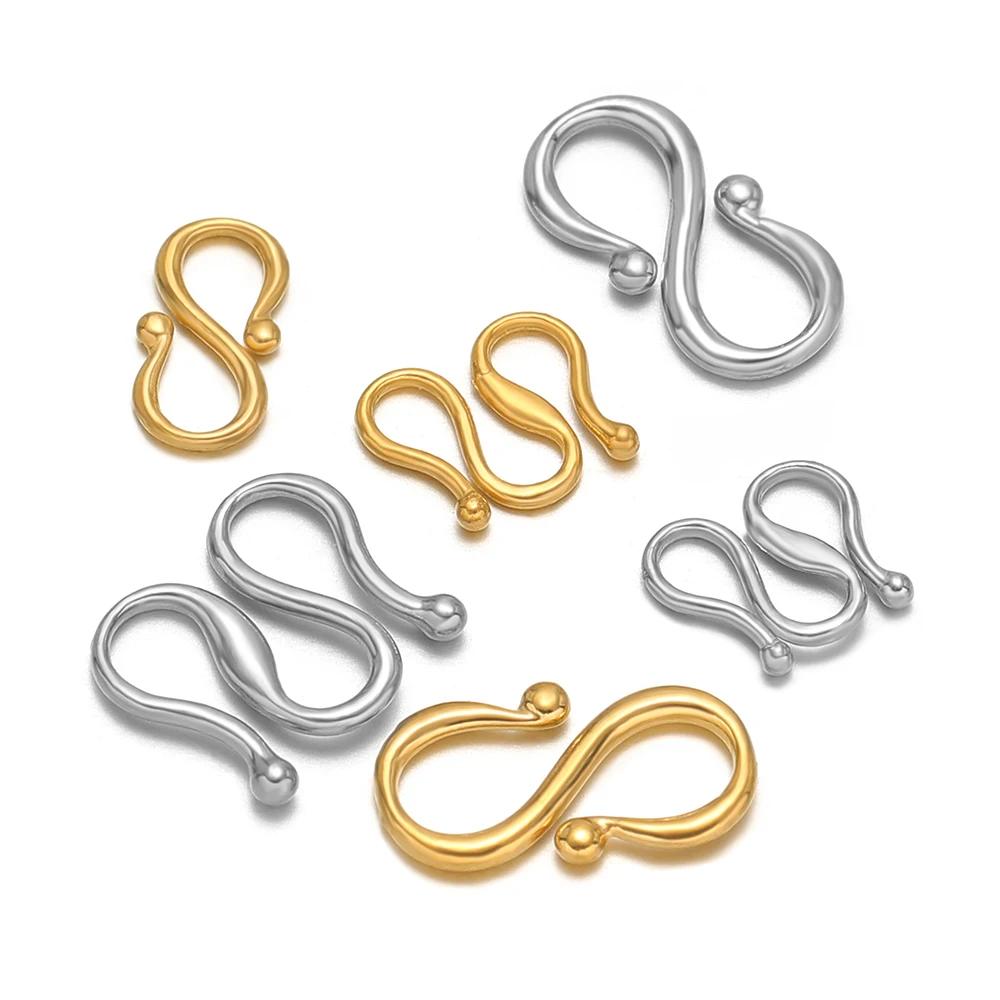 20pcs Stainless Steel W Shape Necklace Clasps Hooks for DIY Jewelry Making Finding Bracelets Supplies Accessories Wholesale