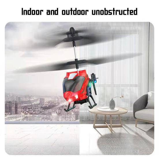 Remote Control Helicopter Toy 2.5 Channel Automatic Obstacle Induction LED Cordless Rechargeable Lightweight Kids Boys Mini RC Airplane Model Aircraft