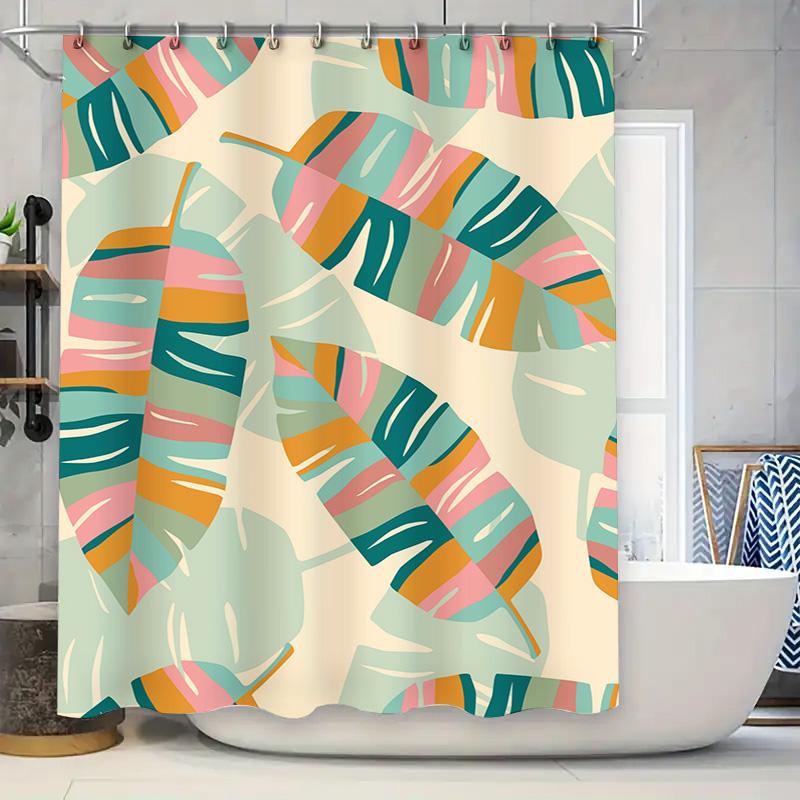 

Цветная шторка для душа с листьями пальмы, декор для ванной комнаты в современном дизайне для домашнего декора, водонепроницаемая ткань для ванных комнат, 69x72 дюйма 90x180cm