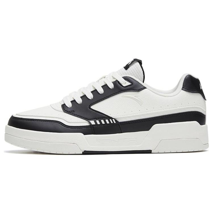 New Anta Slip Resistant Shock Absorbers With Abrasion Resistant Properties Low Top Skateboard Shoes Men's Ivory White Black 912318062-3
