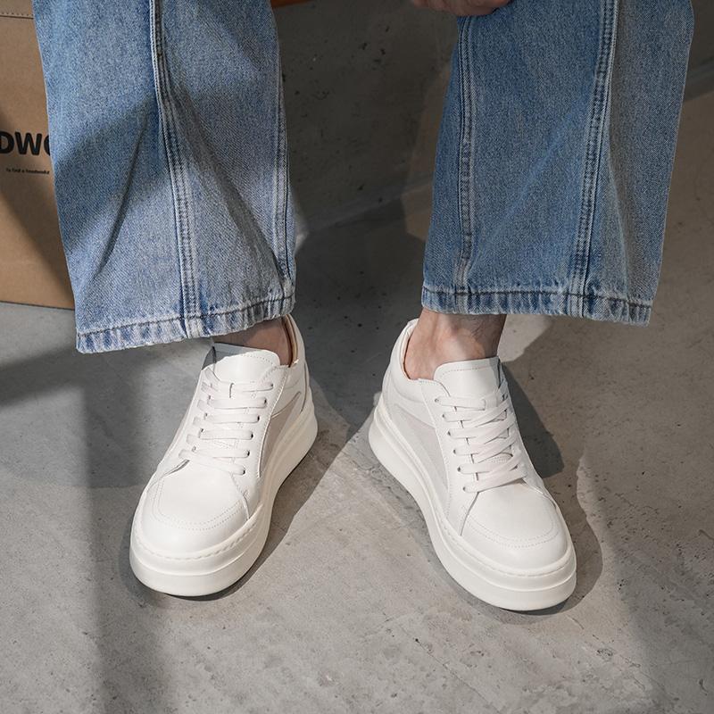 Fashion Genuine Leather Male Casual Shoes Leisure Walk Skateboard Footwear Thick Bottom Men's Tenis Masculino Fashion Outdoor Sneakers