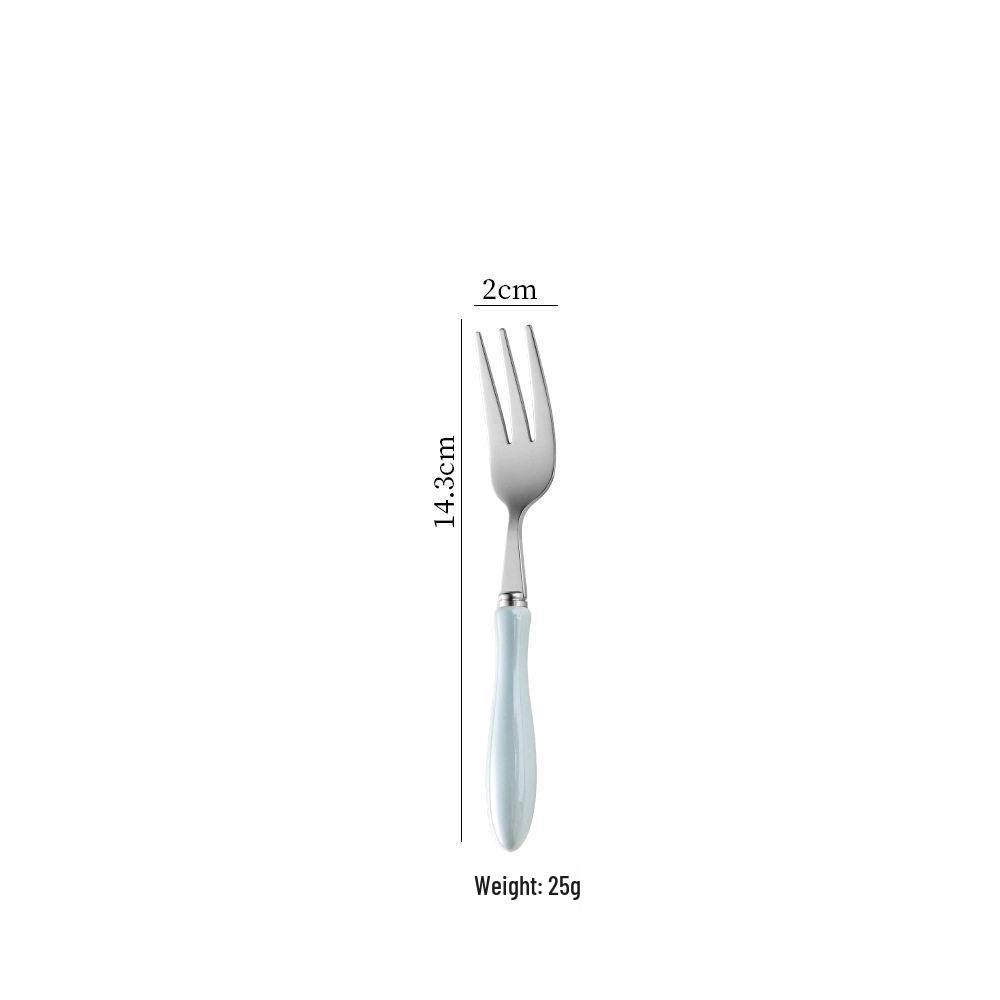 Macron High-End Ceramic Handle 304 Stainless Steel Cutlery Set: Round Spoon & Fork