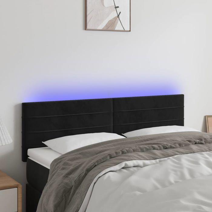 VidaXL Tête de Lit à LED Meuble de Chambre à Coucher Accessoire de Lit Double Tête de Cadre de Lit Intérieur Noir 3121802