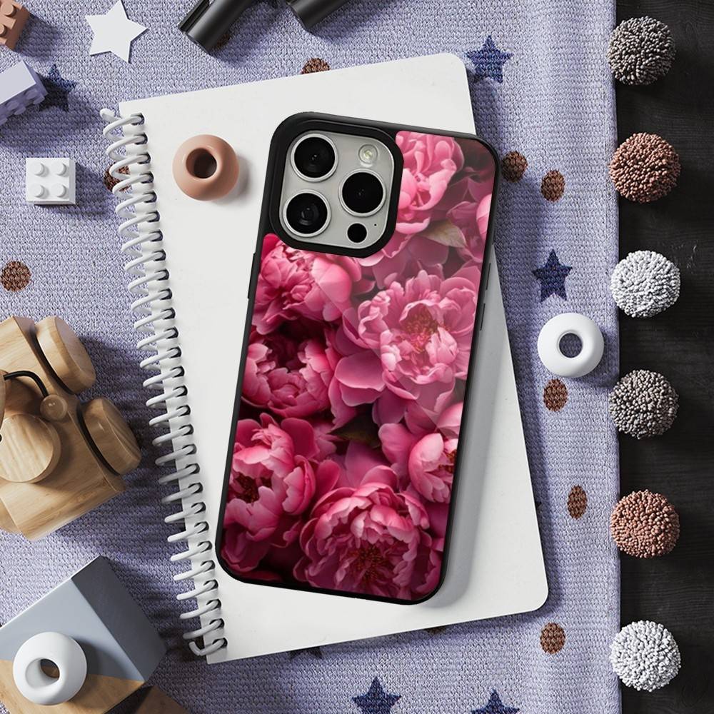 Pink Purple Peony Elegant For iPhone 15,Mini,13,Max,11,12,Pro,16,17,14,Plus,For Magsafe,Magnetic Wireless Charging Case
