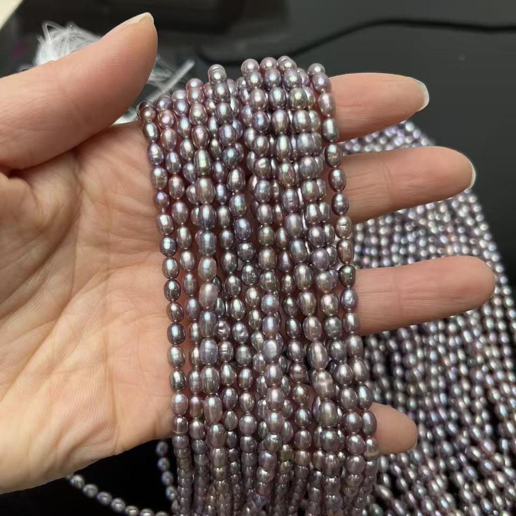 1String, Purple Natural Freshwater Pearls, 4-5mm, Boho Handmade Rice Pearl Beads for Jewelry Making DIY Crafts,  Birthday Party Gifts Bulk, 36cm
