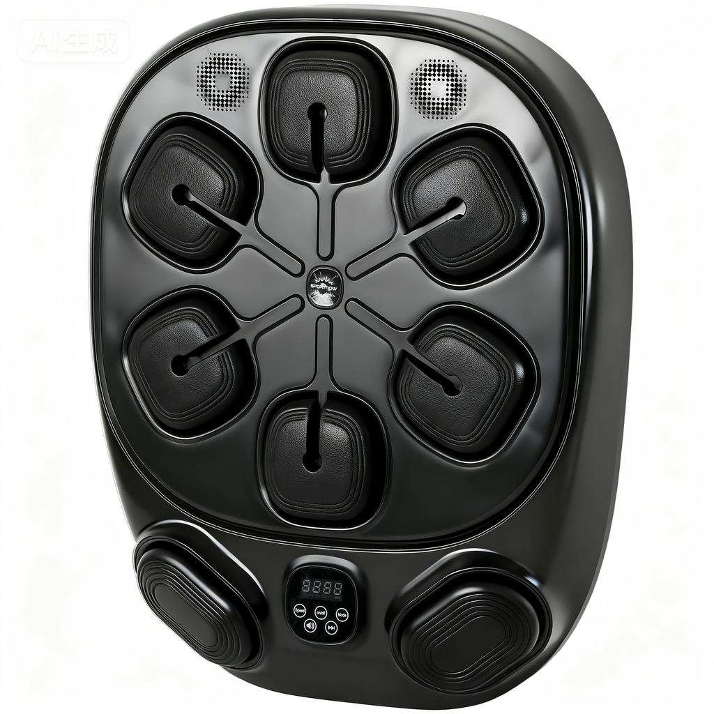 Wall-Mounted Musical Boxing Machine with 9 Modes, LED Lights and Bluetooth Connection, 61x48x11 cm, Black