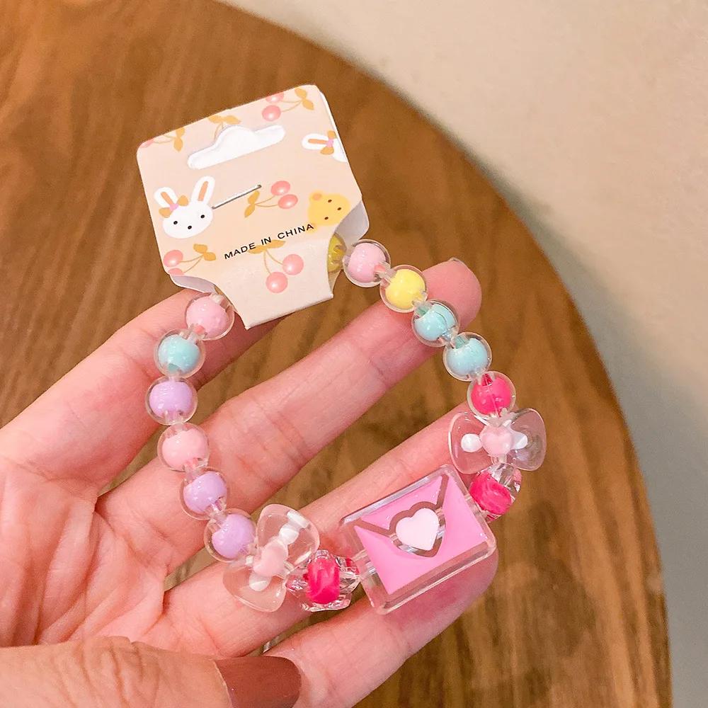 b16 New Design Sense Cool Sweet Cartoon Charm Jelly Colored Attract Cute Acrylic Exquisite Bracelet Wholesale Daily Versatile