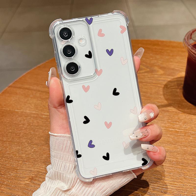 Simple Hearts Pattern Phone Case For Samsung Galaxy A57 A37 A17 A56 A16 A55 A36 A26 A15 A35 A54 A53 Clear Shockproof Soft Cover