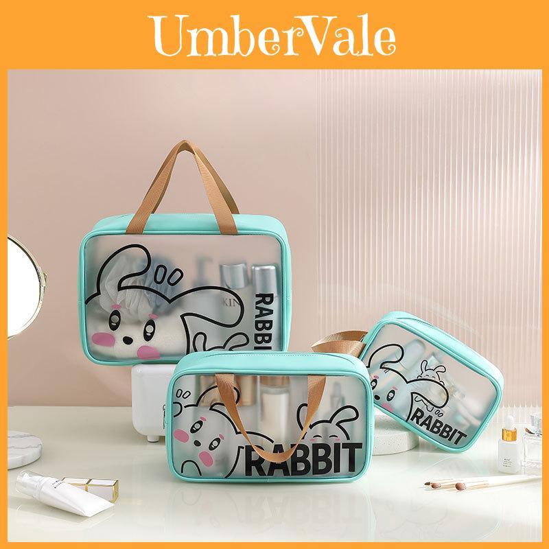 Cartoon Transparent Makeup Bag Set With Waterproof Pvc Material For Daily Storage And Travel Convenience
