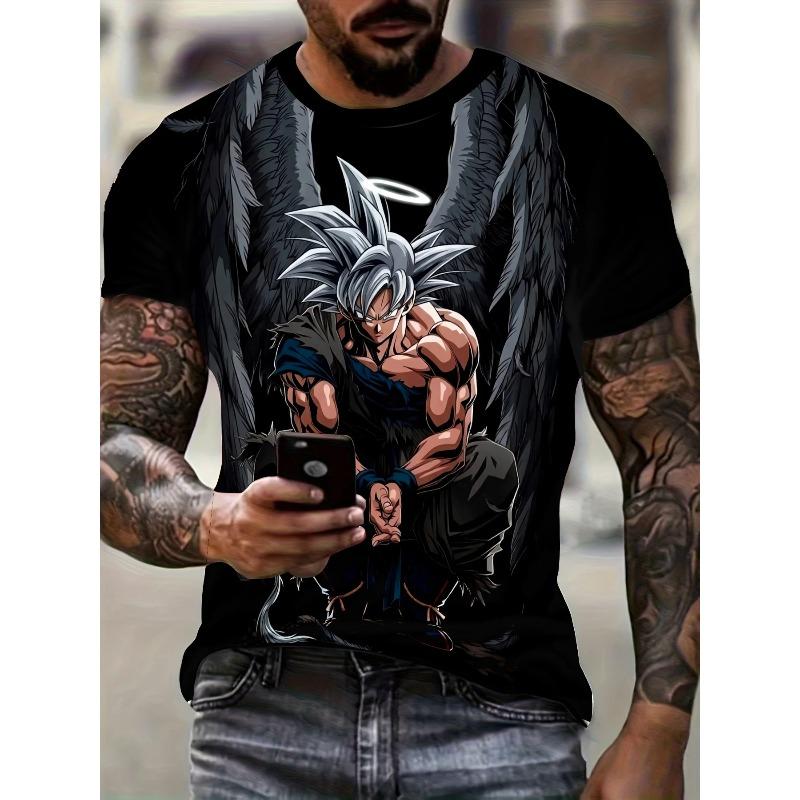 Men s Dragon Ball Goku Ultra Instinct Halo Print Crew Neck Streetwear T-shirt S