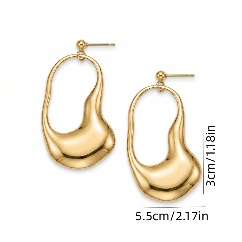 Minimalist Irregular Organic Shape Gold Drop Earrings Asymmetrical Hollow Hoop Dangle Earrings For Women Daily Office Wear