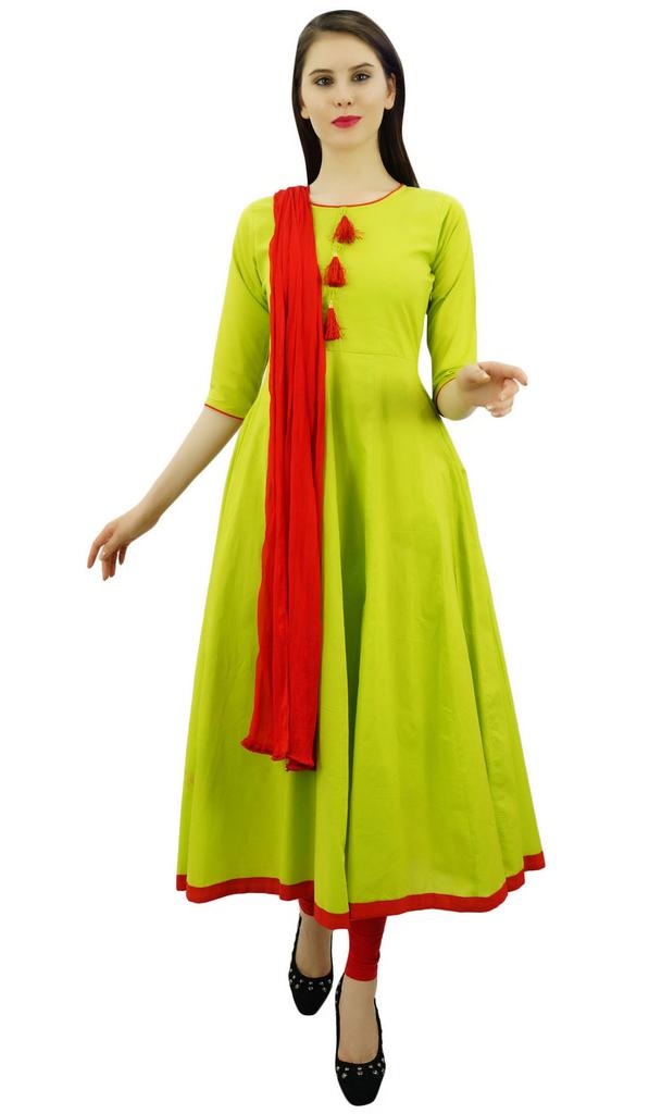 Atasi Damedesigner Anarkali Svart Salwar-drakt Etnisk indisk bomull