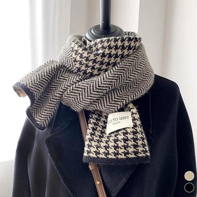Winter Warm Herringbone Check Muffler Scarf