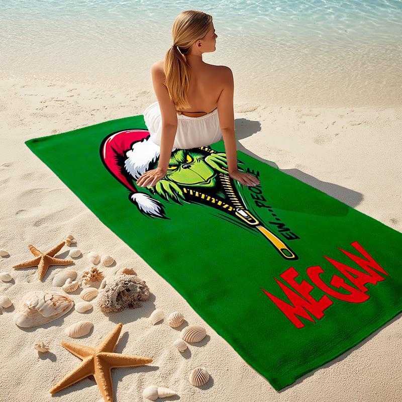 Christmas Gift Oscar Comedy Movie How the Grinch Stole Christmas Soft Beach Towel Outdoor Camping Vacation Swinging Beach Scarf Decorative Blanket B13