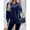 Damen Samt Button-Down Hemden Herbst Schick Lässig Vintage Oberteile V-Ausschnitt Raffinierte Blusen Langarm T-Shirts für Damen