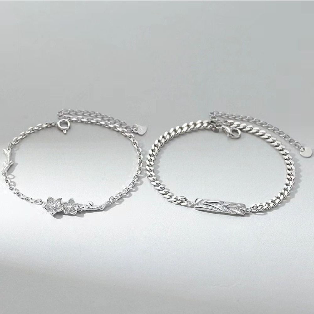 Flower Simple Thin Bracelet Valentine's Day Couple Bangle Temperament Lovers Bracelet  Female