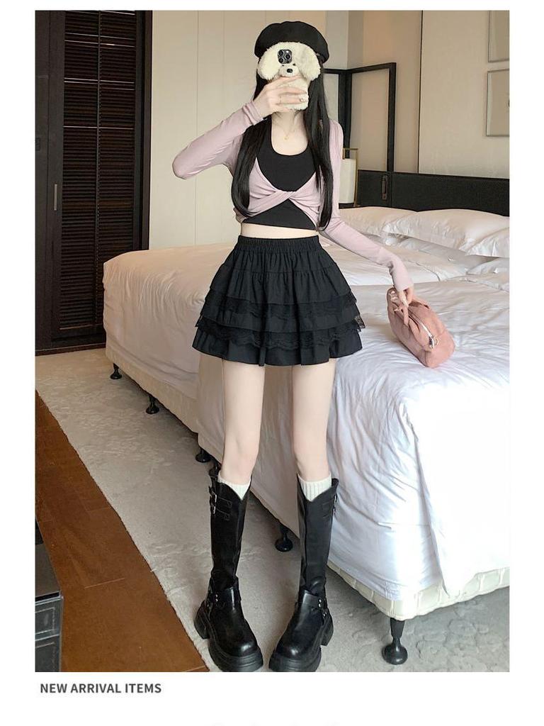 White Layered A-Line Ballet Skirt: Fluffy, Lace-Trimmed Cake Skirt for Women and Petite Girls - Ideal for Spring and Summer.