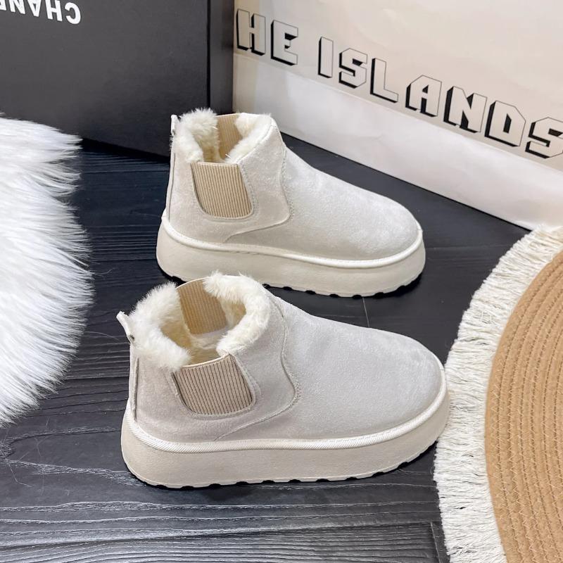 Winter Women Platform Boots Thermal Snow Boots Fur Lined Elastic Ankle Warm Short Boots New Slip Resistant Cold Shoes for Women