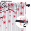 Sheer Voile Curtain Pink Cherry Blossom Print Drape Romantic Floral Window With Rod Pocket Polyester