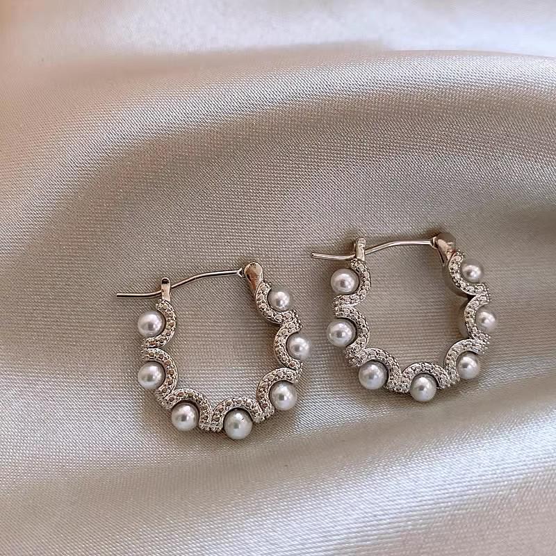2025 Silver Needle Zircon Pearl Earrings: French Retro Light Luxury Studs for Women