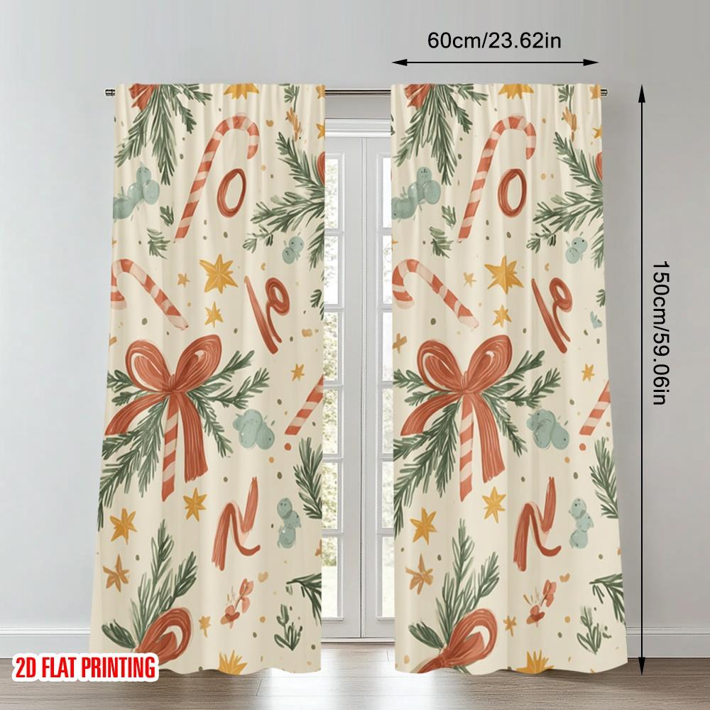 2pcs 2D flat printing Merry Christmas Curtains Christmas Ho Ho Ho Digital Printed Polyester Drapes Holiday Decorations Perfect