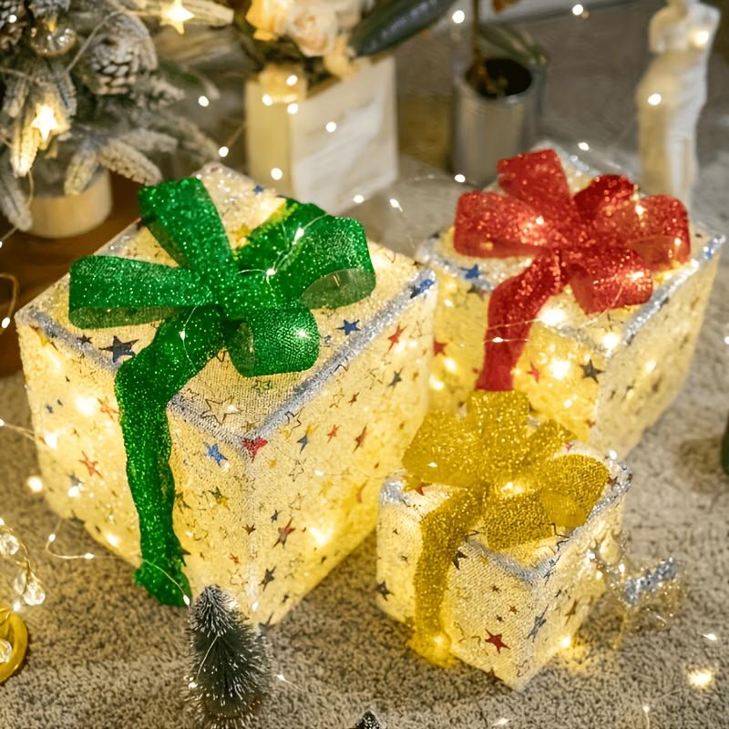 3pcs Box Light Set, Battery Operated Warm Light Boxes, 8 Flashing Modes, IP66, Indoor Living Room Patio Party Tree Valentine's Day Holiday Decor