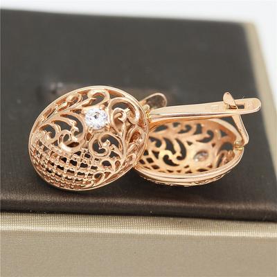 Orecchini in Cristallo Placcati Oro Viola Oro Rosa 14K a Forma di Fiore Vuoto per Donna Stile Regale Unico Fascino Lusso Gioielli