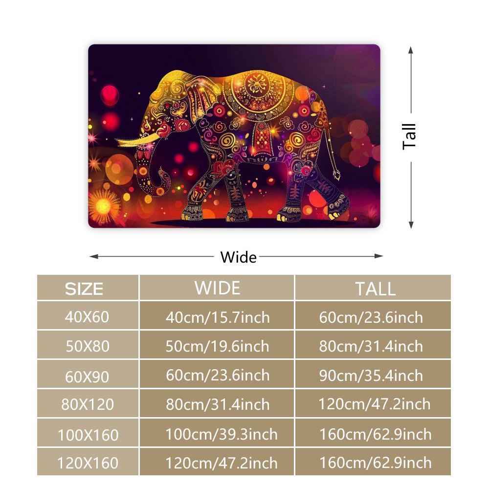 Elephant Mandala Art Floor Mat Cozy Flannel Soft Thick Non Slip Mat For Living Room Bedroom Kitchen Decor Rugs