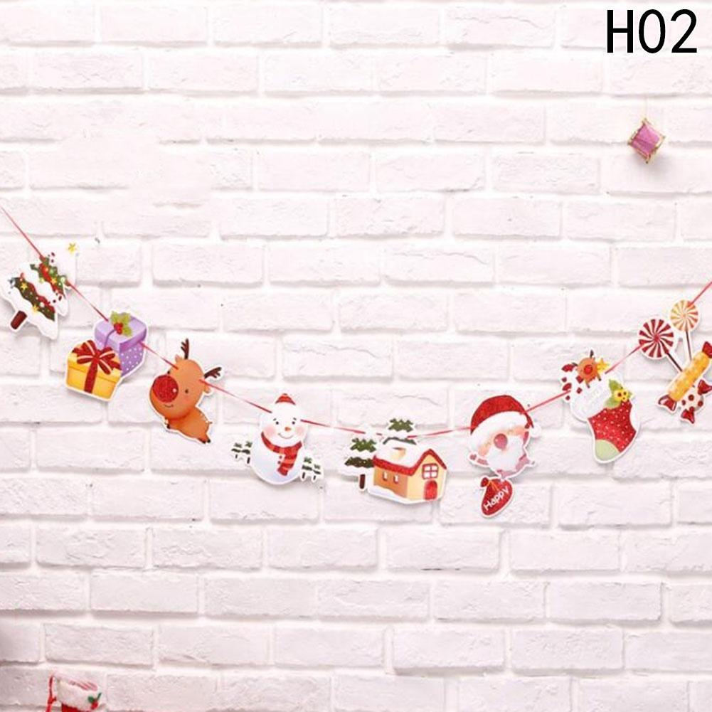 7 Styles New Cartoon Pull Flag Christmas Flag Christmas Decoration Supplies Birthday Wedding Decoration Hanging Flag