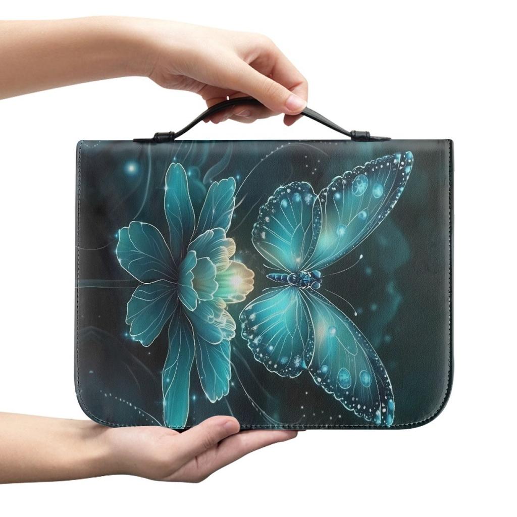 Sunflower Printing Portable Storage Pu Material Book Case Portable Book Bag