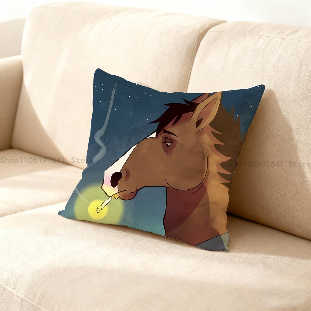 Cartoon B-BoJack H-Horseman Pillow Case cute cartoon anime peripheralsBedroom Sofa Decorative Cushion Cover Soft Cushion Cover