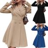 Trench da Donna Europeo e Americano per Primavera e Autunno, Colore Unico, Doppiopetto, Manica Lunga, alla Moda, Cappotto Aderente