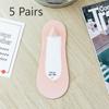 5 Pairs of Women's Summer Thin Ice Silk Sweat Absorption Shallow Mouth Invisible Short Boat Socks