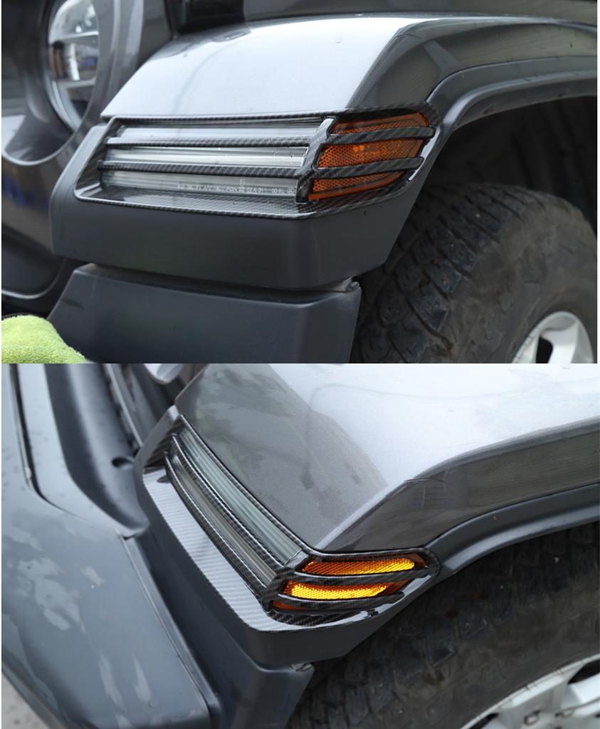 Carbon Fiber Look Front Wheel Eyebrow Lamp Cover Trim For Jeep Wrangler Jl 18-22